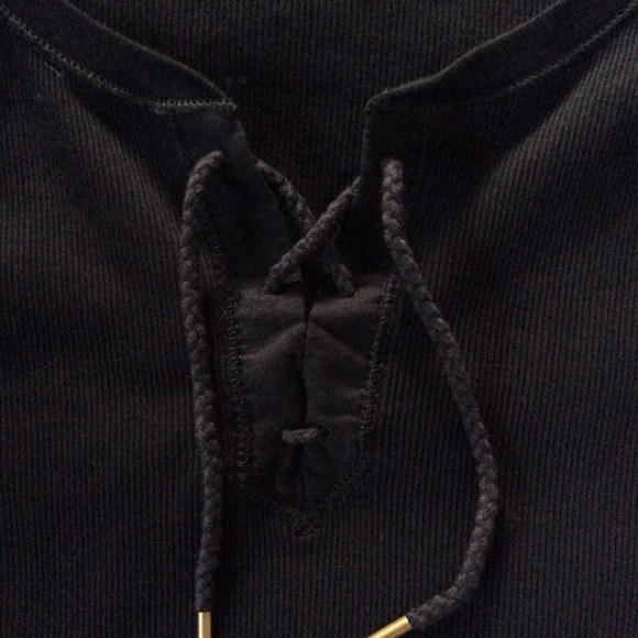 NWOT Lauren Ralph Lauren Lace Up Ribbed Tee - Picture 5 of 6